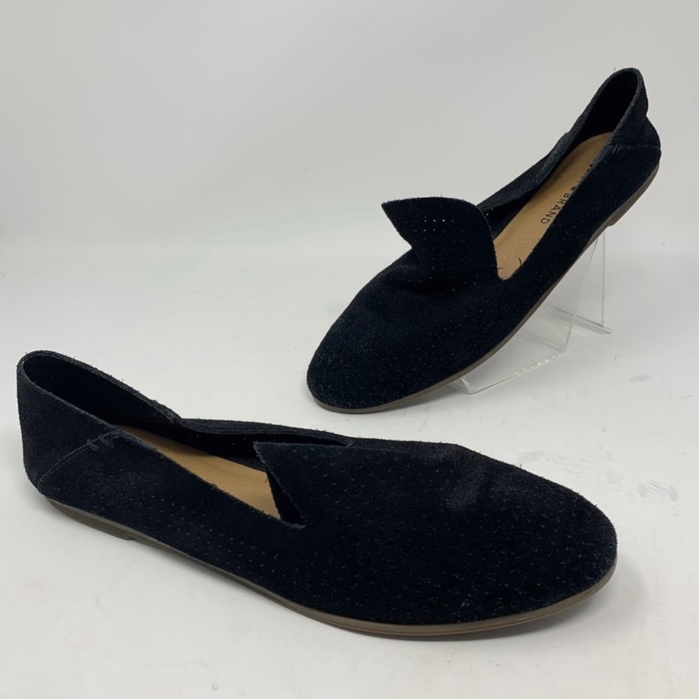 LUCKY BRAND Caldyn Perforated Suede Loafers Black Size 9